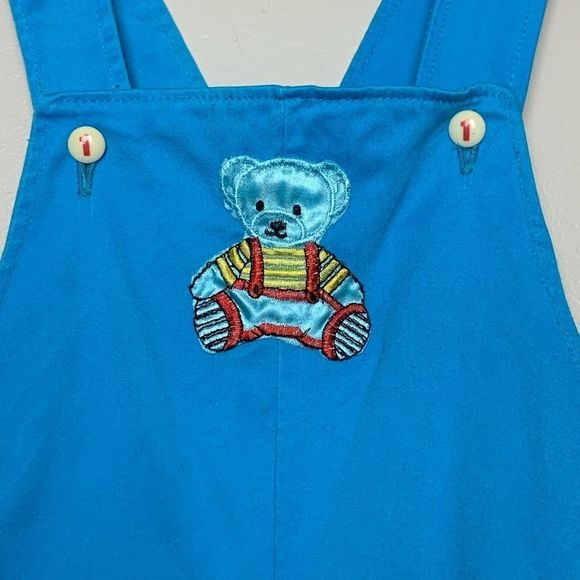 Vintage Sky Blue Teddy Bear Overalls Jumpsuit - Picture 4 of 10
